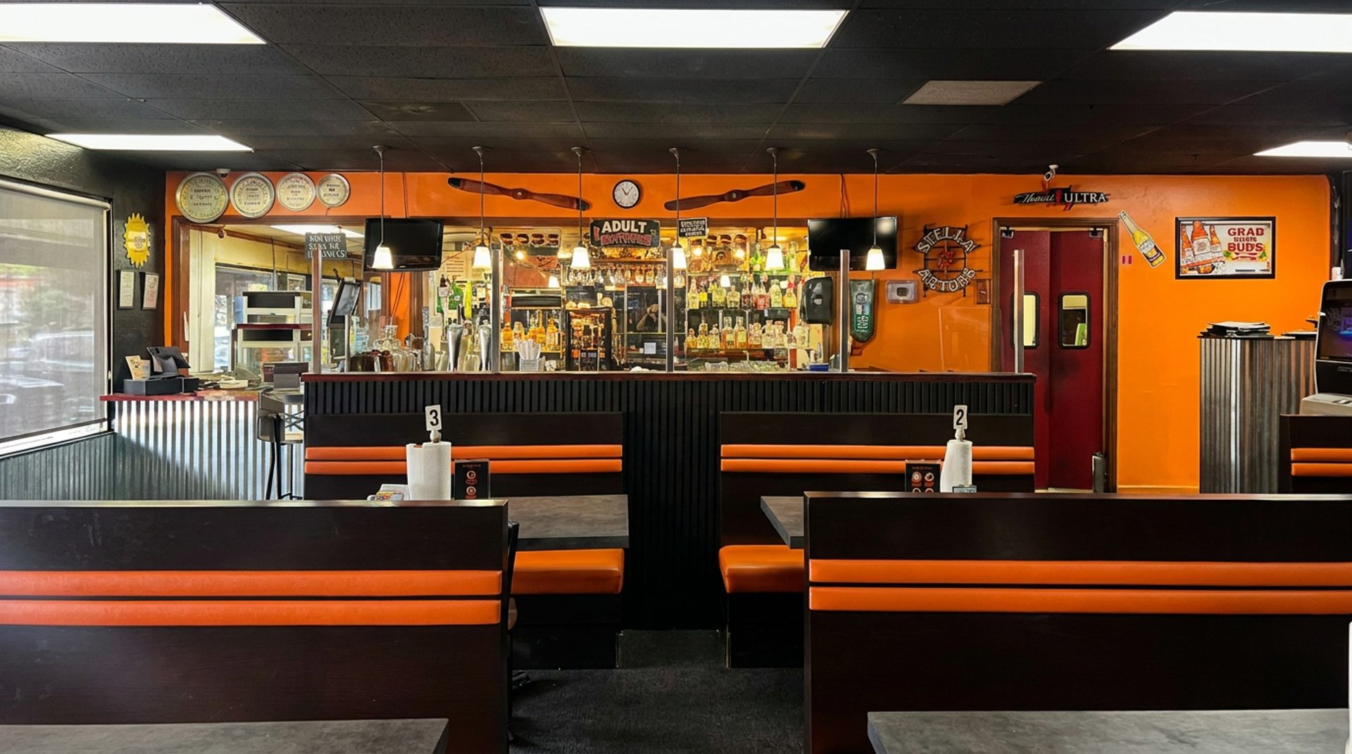 The dining room and bar area